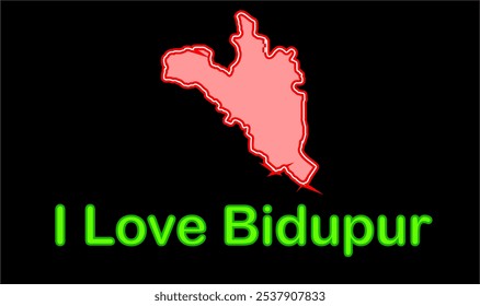 Glowing map of Bidupur ,Vaishali District, Bihar State, Republic of India, Government of Bihar, Indian territory, Eastern India, politics, village, tourism