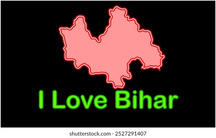 Glowing map of Bihar, Nalanda District, Bihar State, Republic of India, Government of Bihar, Indian territory, Eastern India, politics, village, tourism