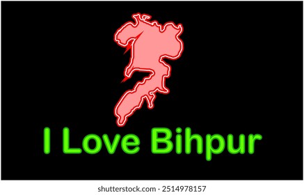 Glowing map of Bihpur, Bhagalpur District, Bihar State, Republic of India, Government of Bihar, Indian territory, Eastern India, politics, village, tourism