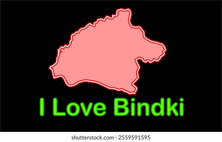 Glowing map of Bindki, Fatehur District, Uttar Pradesh State, Republic of India, Government of  Uttar Pradesh, Indian territory, Eastern India, politics, village, tourism