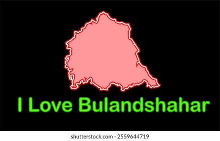 Glowing map of Bulandshahar district, Bulandshahr District, Uttar Pradesh State, Republic of India, Government of  Uttar Pradesh, Indian territory, Eastern India, politics, village, tourism