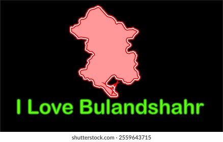 Glowing map of Bulandshahr, Bulandshahr District, Uttar Pradesh State, Republic of India, Government of  Uttar Pradesh, Indian territory, Eastern India, politics, village, tourism