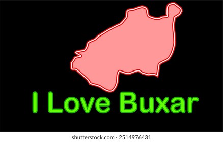 Glowing map of Buxar district, Buxar District, Bihar State, Republic of India, Government of Bihar, Indian territory, Eastern India, politics, village, tourism