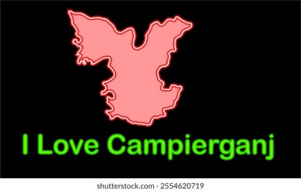 Glowing map of Campierganj, Gorakhpur District, Uttar Pradesh State, Republic of India, Government of  Uttar Pradesh, Indian territory, Eastern India, politics, village, tourism