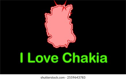 Glowing map of Chakia, Chandauli District, Uttar Pradesh State, Republic of India, Government of  Uttar Pradesh, Indian territory, Eastern India, politics, village, tourism