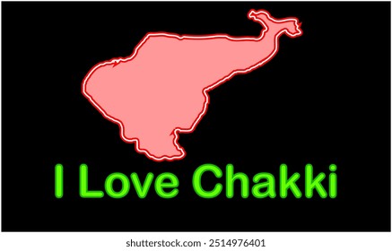 Glowing map of Chakki, Buxar District, Bihar State, Republic of India, Government of Bihar, Indian territory, Eastern India, politics, village, tourism