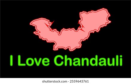 Glowing map of Chandauli, Chandauli District, Uttar Pradesh State, Republic of India, Government of  Uttar Pradesh, Indian territory, Eastern India, politics, village, tourism