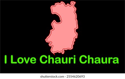 Glowing map of Chauri Chaura, Gorakhpur District, Uttar Pradesh State, Republic of India, Government of  Uttar Pradesh, Indian territory, Eastern India, politics, village, tourism