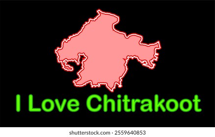 Glowing map of Chitrakoot District, Chitrakooti District, Uttar Pradesh State, Republic of India, Government of  Uttar Pradesh, Indian territory, Eastern India, politics, village, tourism