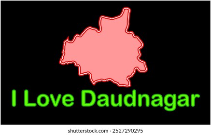 Glowing map of Daudnagar, Nawada District, Bihar State, Republic of India, Government of Bihar, Indian territory, Eastern India, politics, village, tourism