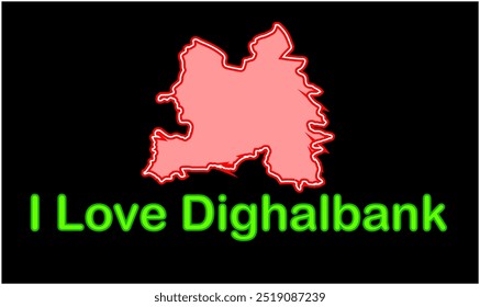 Glowing map of Dighalbank, Kishanganj District, Bihar State, Republic of India, Government of Bihar, Indian territory, Eastern India, politics, village, tourism