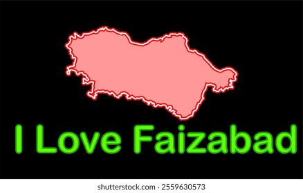 Glowing map of Faizabad District, Faizabad District, Uttar Pradesh State, Republic of India, Government of  Uttar Pradesh, Indian territory, Eastern India, politics, village, tourism