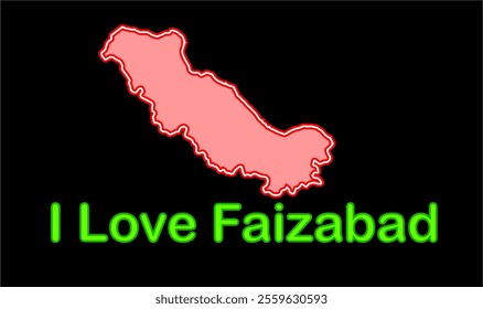 Glowing map of Faizabad, Faizabad District, Uttar Pradesh State, Republic of India, Government of  Uttar Pradesh, Indian territory, Eastern India, politics, village, tourism