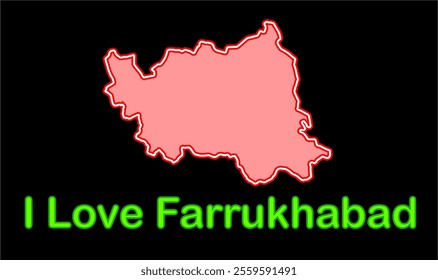 Glowing map of Farrukhabad, Farrukhabad District, Uttar Pradesh State, Republic of India, Government of  Uttar Pradesh, Indian territory, Eastern India, politics, village, tourism