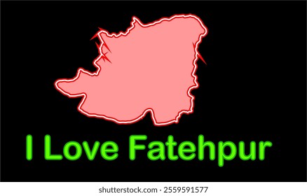 Glowing map of Fatehpur, Fatehur District, Uttar Pradesh State, Republic of India, Government of  Uttar Pradesh, Indian territory, Eastern India, politics, village, tourism