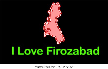 Glowing map of Firozabad, Firozabad District, Uttar Pradesh State, Republic of India, Government of  Uttar Pradesh, Indian territory, Eastern India, politics, village, tourism