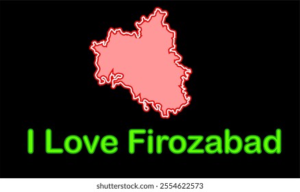 Glowing map of Firozabad District, Firozabad District, Uttar Pradesh State, Republic of India, Government of  Uttar Pradesh, Indian territory, Eastern India, politics, village, tourism