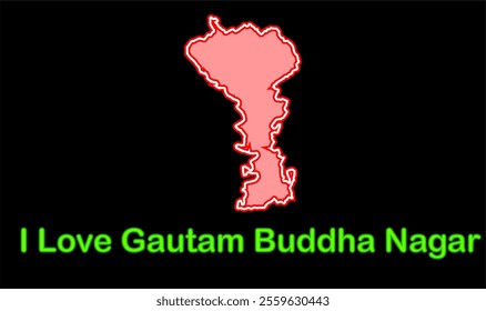 Glowing map of Gautam Buddha Nagar district, Government of  Uttar Pradesh, Indian territory, Eastern India, politics, village, tourism