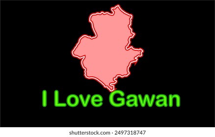 Glowing map of Gawan, Giridih District, Jharkhand state, Republic of India, Government of Jharkhand, Indian territory, Eastern India, politics, village, tourism
