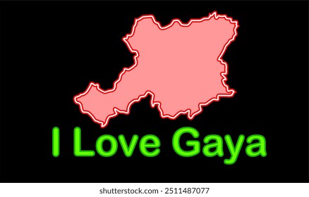 Glowing map of Gaya District, Gaya District, Bihar State, Republic of India, Government of Bihar, Indian territory, Eastern India, politics, village, tourism