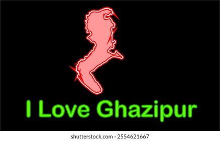 Glowing map of Ghazipur, Ghazipur District, Uttar Pradesh State, Republic of India, Government of  Uttar Pradesh, Indian territory, Eastern India, politics, village, tourism