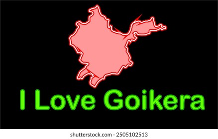 Glowing map of Goikera, Pashchimi Singhbhum District, Jharkhand state, Republic of India, Government of Jharkhand, Indian territory, Eastern India, politics, village, tourism