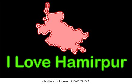Glowing map of Hamirpur, Hamirpur District,Uttar Pradesh State, Republic of India, Government of  Uttar Pradesh, Indian territory, Eastern India, politics, village, tourism