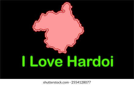 Glowing map of Hardoi, Hardoi District,  Uttar Pradesh State, Republic of India, Government of  Uttar Pradesh , Indian territory, Eastern India, politics, village, tourism