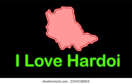 Glowing map of Hardoi Districts, Hardoi District,  Uttar Pradesh State, Republic of India, Government of  Uttar Pradesh , Indian territory, Eastern India, politics, village, tourism