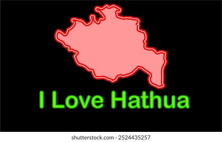 Glowing map of Hathua, Gopalganj District, Bihar State, Republic of India, Government of Bihar, Indian territory, Eastern India, politics, village, tourism