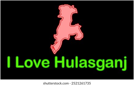 Glowing map of Hulasganj, Jehanabad District, Bihar State, Republic of India, Government of Bihar, Indian territory, Eastern India, politics, village, tourism