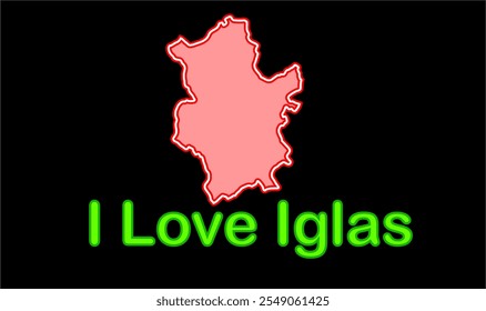 Glowing map of Iglas, Aligarh District, Uttar Pradesh State, Republic of India, Government of  Uttar Pradesh, Indian territory, Eastern India, politics, village, tourism