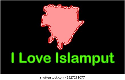 Glowing map of Islamput, Nalanda District, Bihar State, Republic of India, Government of Bihar, Indian territory, Eastern India, politics, village, tourism