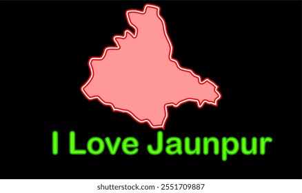 Glowing map of Jaunpur District, Jaunpur District, Uttar Pradesh State, Republic of India, Government of  Uttar Pradesh, Indian territory, Eastern India, politics, village, tourism