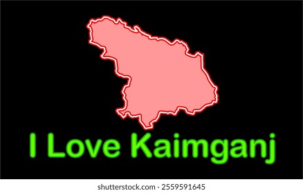 Glowing map of Kaimganj, Farrukhabad District, Uttar Pradesh State, Republic of India, Government of  Uttar Pradesh, Indian territory, Eastern India, politics, village, tourism