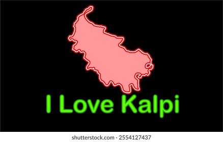 Glowing map of Kalpi, Jalaun District,  Uttar Pradesh State, Republic of India, Government of  Uttar Pradesh , Indian territory, Eastern India, politics, village, tourism