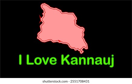 Glowing map of Kannauj, Kannauj District,  Uttar Pradesh State, Republic of India, Government of  Uttar Pradesh , Indian territory, Eastern India, politics, village, tourism