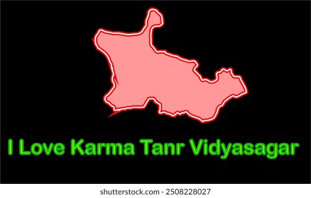 Glowing map of Karma Tanr, Jamtara District, Jharkhand state, Republic of India, Government of Jharkhand, Indian territory, Eastern India, politics, village, tourism