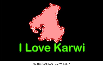 Glowing map of Karwi, Chitrakooti District, Uttar Pradesh State, Republic of India, Government of  Uttar Pradesh, Indian territory, Eastern India, politics, village, tourism