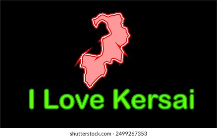 Glowing map of Kersai, Simdega District, Jharkhand state, Republic of India, Government of Jharkhand, Indian territory, Eastern India, politics, village, tourism