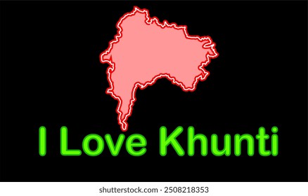 Glowing map of Khunti district, Khunti District, Jharkhand state, Republic of India, Government of Jharkhand, Indian territory, Eastern India, politics, village, tourism