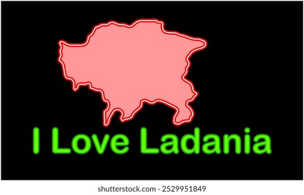 Glowing map of Ladania, Madhubani District, Bihar State, Republic of India, Government of Bihar, Indian territory, Eastern India, politics, village, tourism