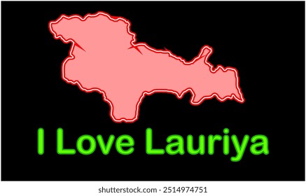 Glowing map of Lauriya, Champaran District, Bihar State, Republic of India, Government of Bihar, Indian territory, Eastern India, politics, village, tourism