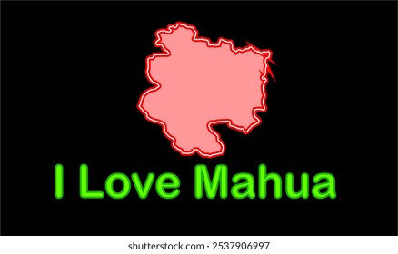 Glowing map of Mahua ,Vaishali District, Bihar State, Republic of India, Government of Bihar, Indian territory, Eastern India, politics, village, tourism