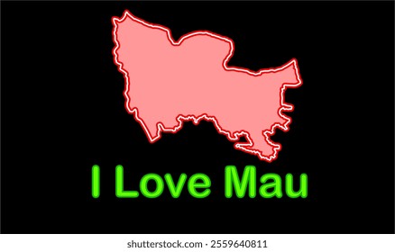 Glowing map of Mau, Chitrakooti District, Uttar Pradesh State, Republic of India, Government of  Uttar Pradesh, Indian territory, Eastern India, politics, village, tourism