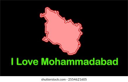 Glowing map of Mohammadabad, Ghazipur District, Uttar Pradesh State, Republic of India, Government of  Uttar Pradesh, Indian territory, Eastern India, politics, village, tourism