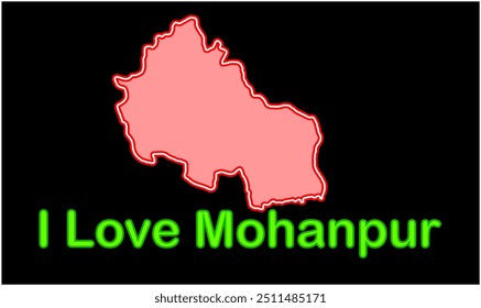 Glowing map of Mohanpur, Gaya District, Bihar State, Republic of India, Government of Bihar, Indian territory, Eastern India, politics, village, tourism