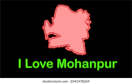 Glowing map of Mohanpur ,Samastipur District, Bihar State, Republic of India, Government of Bihar, Indian territory, Eastern India, politics, village, tourism