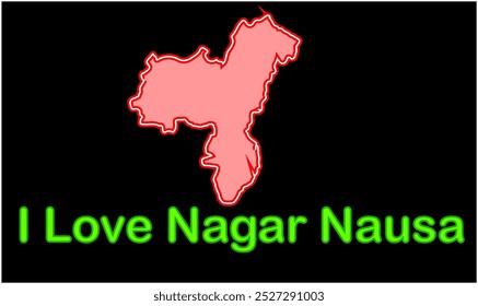 Glowing map of Nagar Nausa, Nalanda District, Bihar State, Republic of India, Government of Bihar, Indian territory, Eastern India, politics, village, tourism