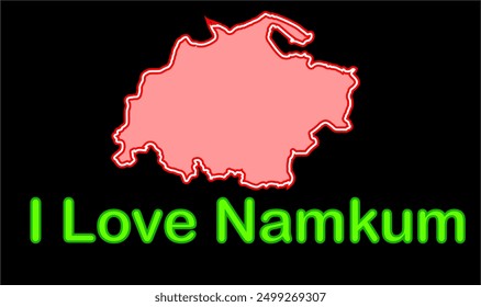 Glowing map of Namkum, Ranchi District, Jharkhand state, Republic of India, Government of Jharkhand, Indian territory, Eastern India, politics, village, tourism